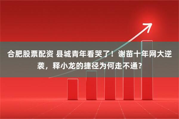 合肥股票配资 县城青年看哭了！谢苗十年网大逆袭，释小龙的捷径为何走不通？